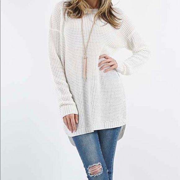 White waffle knit sweater - Picture 1 of 1